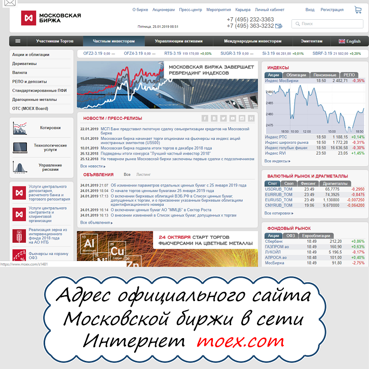 Официальный сайт Московской биржи